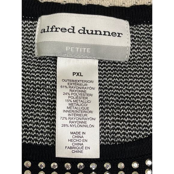Alfred Dunner layered sweater/cardigan silver black studded 3/4 sleeves,size PXL - Picture 4 of 12